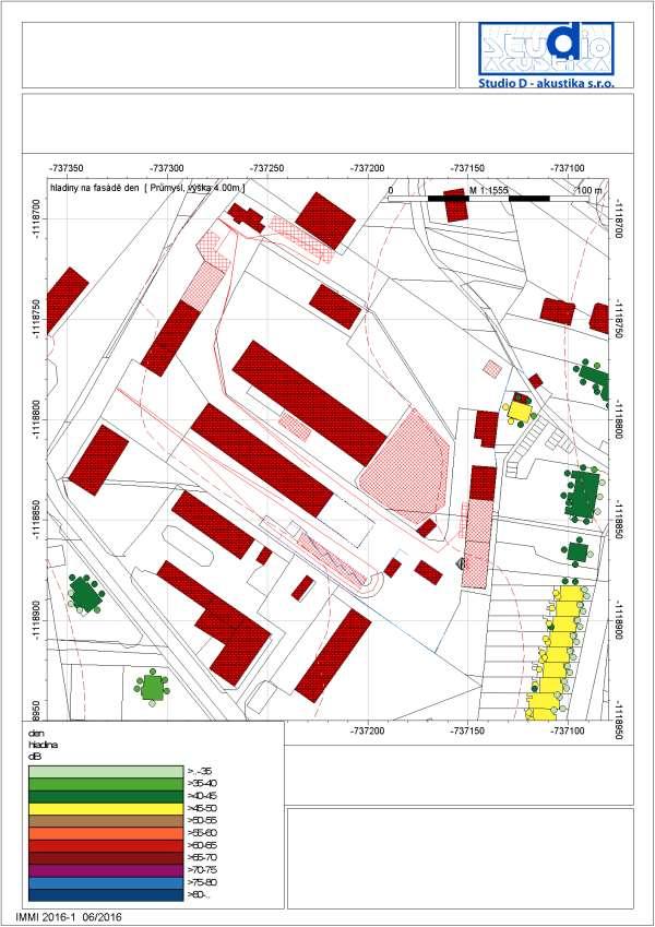 8 14 12 11 3 13 5 7 4 6 9 10 1 2 Hluková mapa 6 22 hodin LAeq,8h /db/ Hladina akustického tlaku 2 m před fasádou ve výšce 4 m nad terénem.
