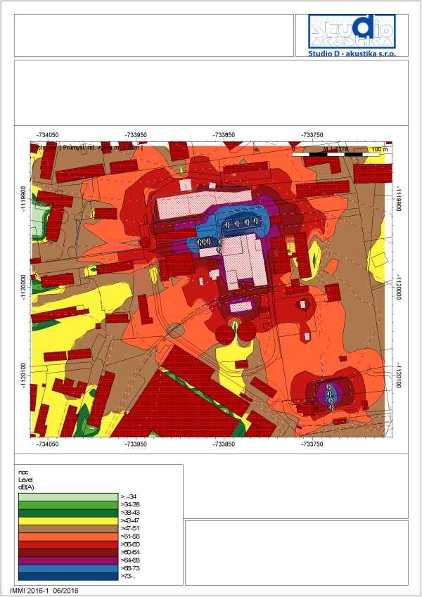 Hluková mapa 22 6 hodin LAeq,1h /db/ Izofony ve výšce 4 m nad terénem. Obr.