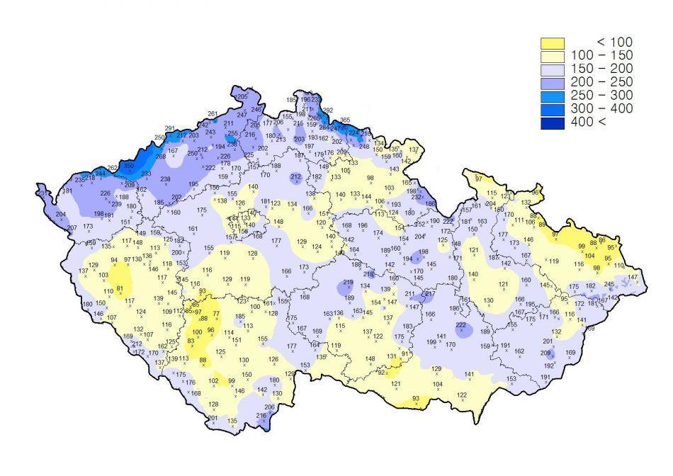cz) Obrázek 5-2: Celkový úhrn srážek v období 1. června 31.