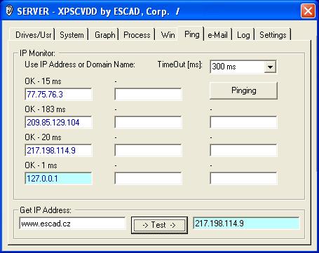 G.6. Ping Pokud je to vhodné, resp. počítač se spuštěnou aplikací XPSCVDD, potřebuje pro správnou funkci i další stroje, např.: SQL Server, komunikační PC, Doménový kontroler, File server, atd.