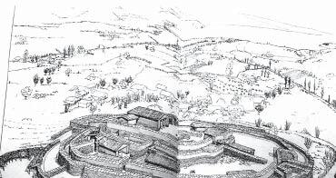 Plán akropole tellu Dimini (Podle: Theocharis 1973, Fig. 185.).