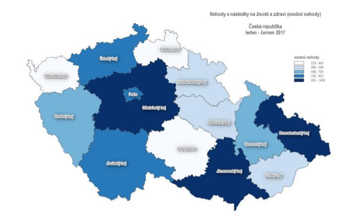 Následující grafy jsou převzaty z INFORMACE o nehodovosti na pozemních komunikacích v České republice za