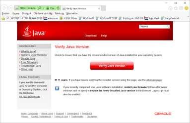 h/ Nyní bude následovat ověření/verifikace správné integrace doplňku aplikace Java do webového prohlížeče.
