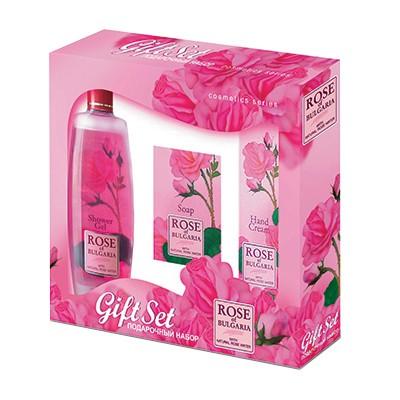 Dárková kosmetická sada pro ženy Vůně růžového oleje pomáhá přemoci stres a deprese a je zároveň silné afrodiziakum. Růžový olej se používá v parfémech a kosmetice světoznámých značek.