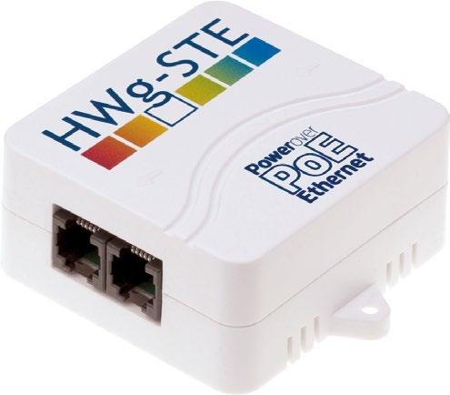 HWg-STE PoE Ethernet senzor teploty a vlhkosti s napájením přes LAN. HWg-STE PoE umožňuje připojení až senzorů přes sběrnici. Při zjištění hodnot mimo stanovený rozsah pošle e-mail s upozorněním.