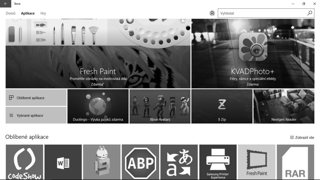 226 ČÁST 2 PRÁCE A ZÁBAVA V SYSTÉMU WINDOWS 10 Procházení obchodu Windows Store Obchod Windows Store, který byl od svého debutu v systému Windows 8 značně vylepšen a rozšířen, umožňuje nakupovat hry,