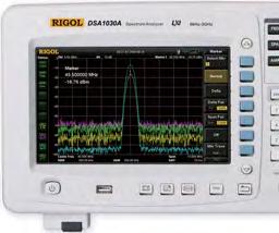 SPEKTRÁLNÍ ANALYZÁTOR RIGOL DSA1030A 3GHz Frekvenční rozsah 9 khz ~ 3 GHz Průměrná prahová úroveň šumu (DANL): -148 dbm Fázový šum (typ.