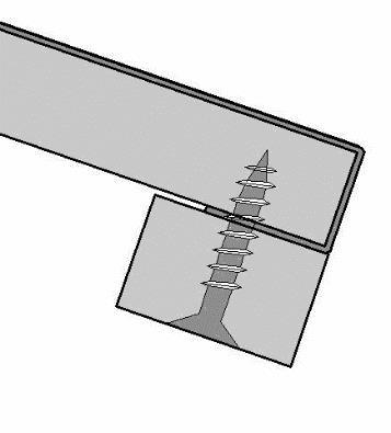 45) připevněte přesahující konec lepenky (viz obr. 12).Pak položte další pás lepenky aby překrýval předchozí pás min. 5cm, priklincujte.