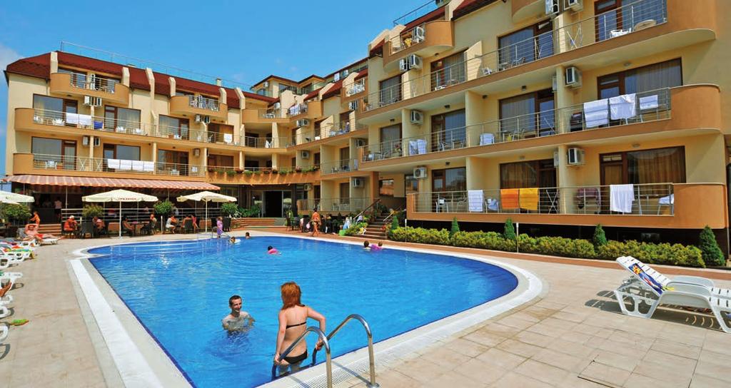 166 hotel Iris Nesebar - Ravda SLUŽBY PLUS nápoje k večeři (voda, džus, pivo) 2 DĚTI ZDARMA 13 POLOHA: cca 10 minut chůze od centra Ravdy cca 2,5 km od města Nesebar POPIS A PLÁŽ: cca 150 m