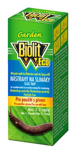 Biolit Eco Garden Náhradní náplň do nástrahy na slimáky Neobsahuje pesticidy. Pro použití s pivem. Max. 2-3 kapky!