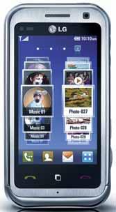 LG KM900 Arena LG KP500 Cookie LG Optimus One Multimediální telefon inspirovaný iphonem přináší vlastní 3D ovládací prostředí, a dokonce televizní přijímač.