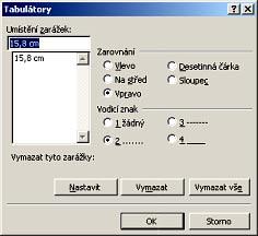 Zde můžeme nastavit všechny parametry písma font, řez, velikost, barvu atd.