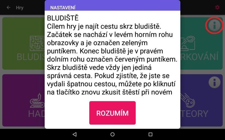 Informace Bližší informace o jednotlivých hrách