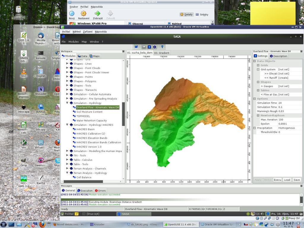 SAGA GIS Výkonný GIS s přímou podporou environmentálního modelování Primárně pro OS UNIX/Linux, v současnosti i stabilní