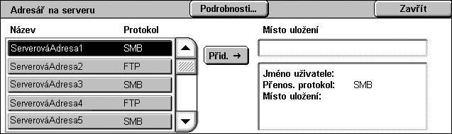 Snímání do počítače Přenosový protokol Adresář Tato funkce umožňuje vybrat přenosový protokol. Musíte vybrat stejný protokol, jaký používá cílový server. 1.