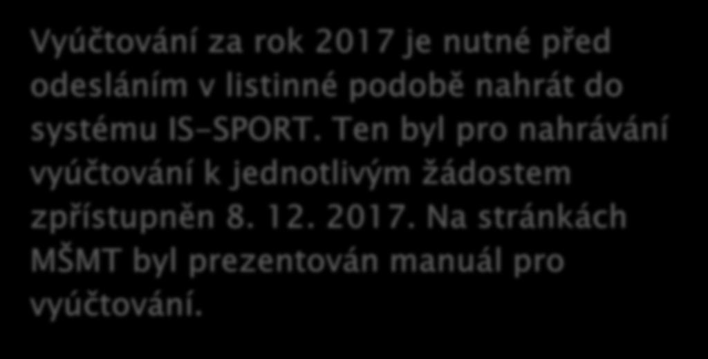 Ten byl pro nahrávání vyúčtování k jednotlivým žádostem