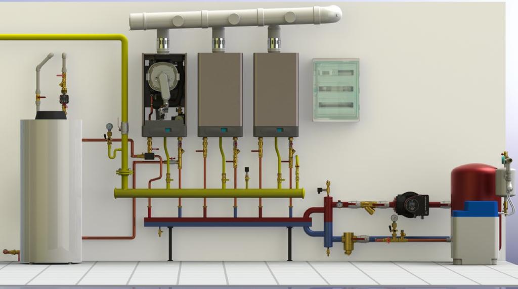 0 Kaskádové kotelny Složení kaskádové kotelny THERM 8 0. Kotlové jednotky THERM. Thermset Line (zapojení jednotek do kaskády kotlů).