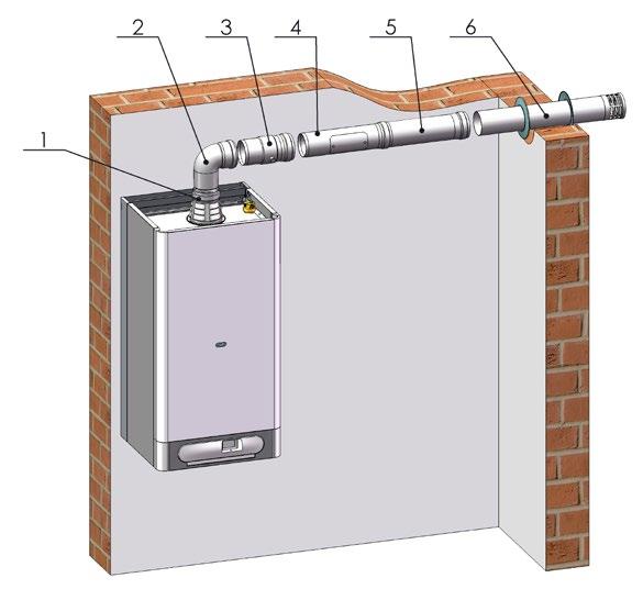 č. 00 PŘÍKLAD INSTALACE příruba redukční z ø 0/00 na ø 80 výduch (sání z místnosti), skl. č. vsuvka s odvodem kondenzátu ø 80, vertikální, skl. č. koleno ø 80,, skl. č. 0 vsuvka s kontrolním otvorem ø 80, skl.