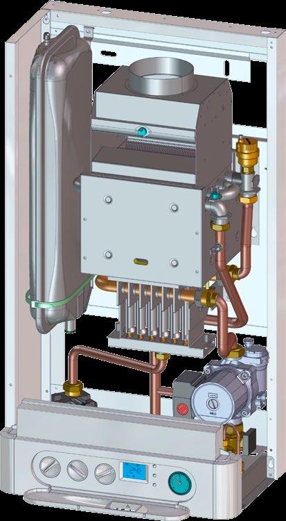 Plynový ventil 8 - Spalovací komora - Ovládací panel Ilustrační obr. THERM PRO X.A 8 THERM PRO XZ.A - pro vytápění a přípravu teplé vody v externím zásobníku, provedení komín THERM PRO TXZ.