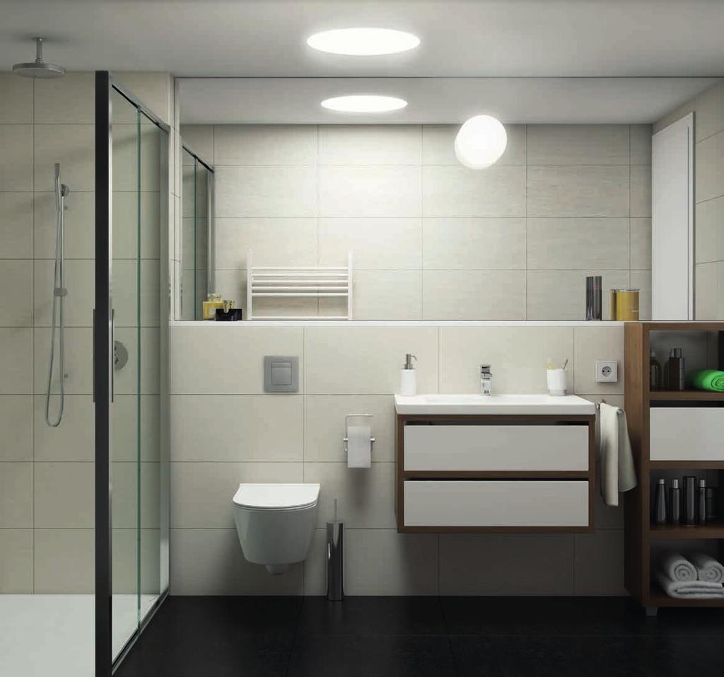 at hand. 3 Kvalitní velkoformátová dlažba Marazzi v černé barvě dodává koupelně skutečně designový vzhled. Quality large-size black Marazzi floor tiles give the bathroom a true design feel.