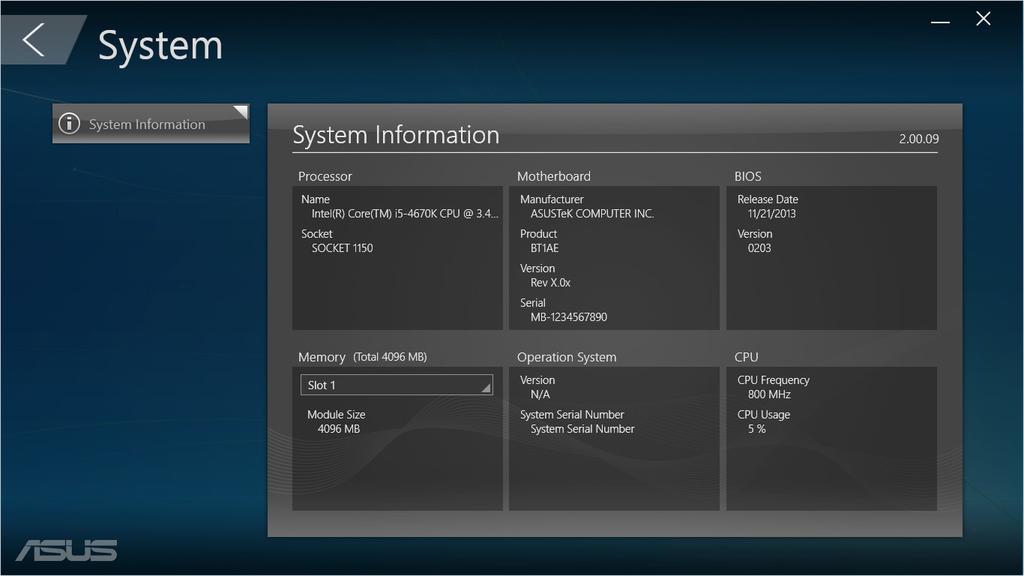 Systém Na obrazovce System Information (Systémové informace) se zobrazují