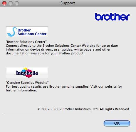 Klepněte na tlačítko Support (Podpora) pro zobrazení okna Support (Podpora): 8 Brother Solutions Center Webové stránky Brother Solutions Center nabízejí informace o výrobku