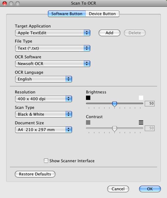 ControlCenter2 OCR (textový editor) 10 Funkce Scan To OCR (Skenování do OCR) převádí data grafické stránky obrázku na text, který lze upravovat libovolným textovým editorem.