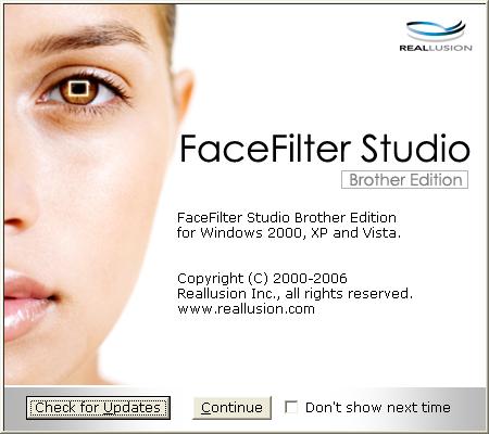 Tisk Spuštění FaceFilter Studio při zapnuté tiskárně Brother 1 a Když spouštíte FaceFilter Studio poprvé pak, pokud je tiskárna Brother zapnuta a připojena k počítači, FaceFilter Studio detekuje