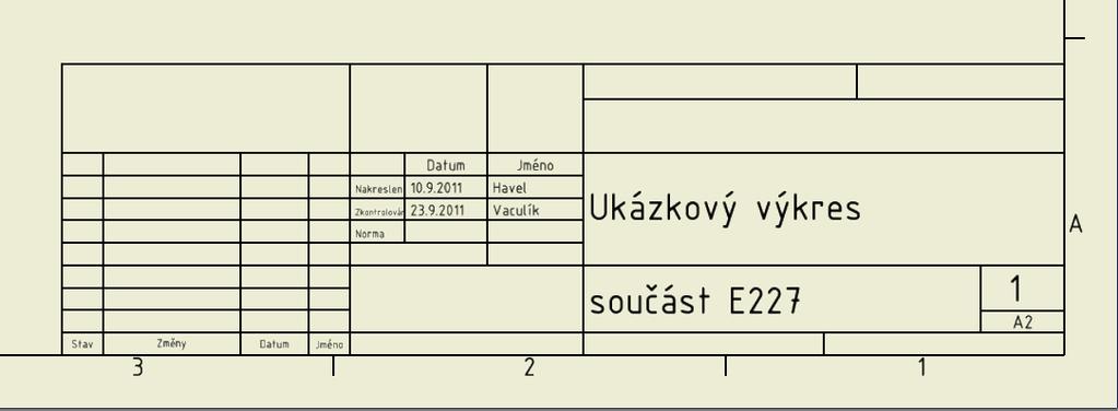 Dále se již pouze upravují náhledy, řezy, detaily a upravují se kóty. Jak postupovat při vytváření výkresu si ukážeme na příkladu výkresu modelové sestavy z předchozí kapitoly 2.4.2 1.