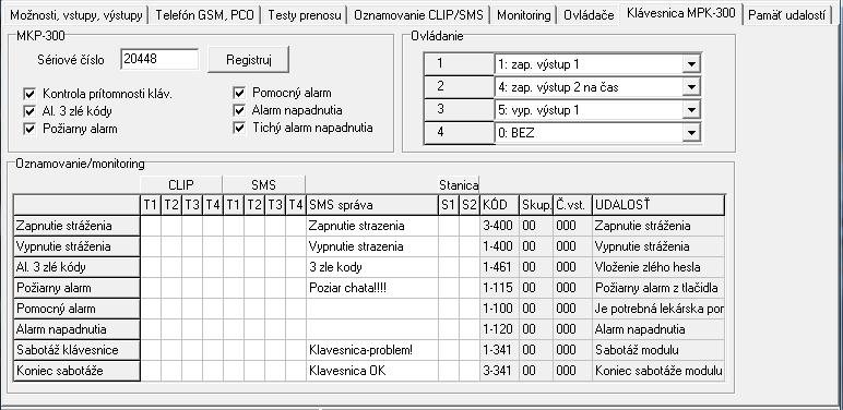 SATEL MICRA 35 4.3.8 ZÁLOŽKA KLÁVESNICA MKP-300 MKP-300 Obr. 17. Záložka Klávesnica MKP-300. Sériové číslo v poli je zobrazované sériové číslo klávesnice.