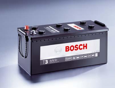 Akumulátory Bosch T3: Štartovacia sila bez kompromisov Akumulátory Bosch pre úžitkové vozidlá šetria čas a peniaze. Nové akumulátory Bosch radu T majú k dispozícii najvyššie rezervy výkonu.