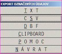 Postup exportu cez CSV Označte si záznamy, ktoré chcete exportovať.