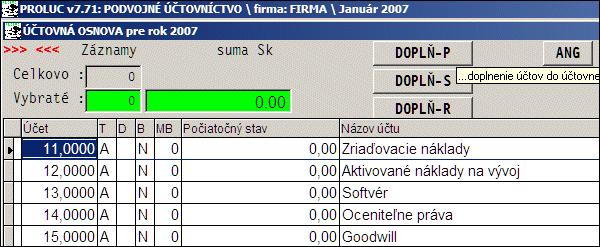 Aktualizácia zaradenia účtu na riadok výkazu Funkcia je určená na zaradenie účtov ( SÚVAHA, ZISKY A STRATY) na príslušné riadky výkazov podľa dodaných tabuliek od výrobcu.