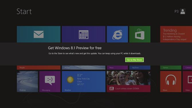 Aktualizácia cez internet Otvorte službu Windows Obchod a vyberte dlaždicu Aktualizovať na systém Windows 8.