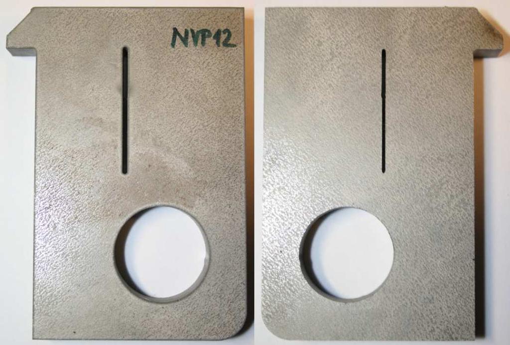 Tab. 5-22 Hodnocení vzorku NVP12 Tloušťka materiálu 12 mm Abrazivo Granát 80 Mesh Technologie Vodní paprsek Šířka řezné spáry [mm] 1,45 Jakost materiálu ČSN 41 7240 Označení výpalku NVP12 Rozměry