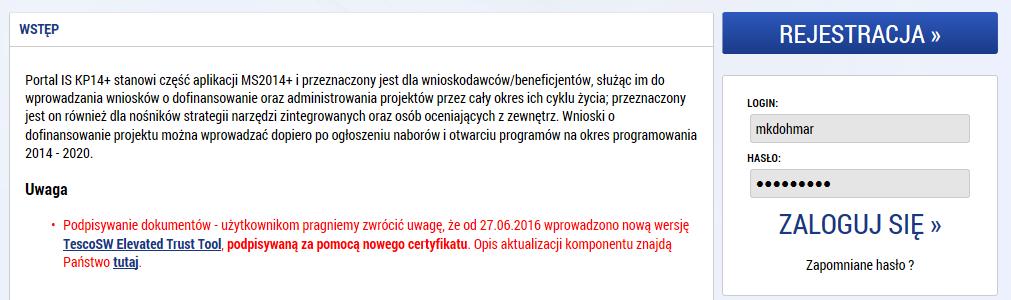 PŘIHLÁŠENÍ Pomocí formuláře na hlavní stránce je po registraci možné provést přihlášení do aplikace.