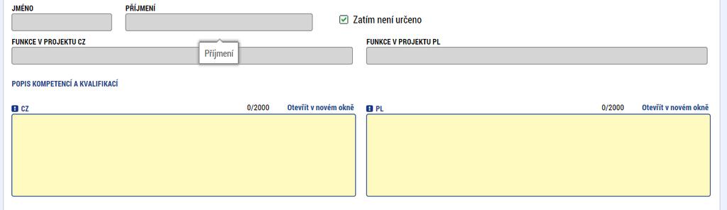 osoby k jejich vykonávání budou vybírány formou konkurzu/výběrového řízení, uveďte v této části funkci a požadované kvalifikace a kompetence k plnění jednotlivých funkcí.