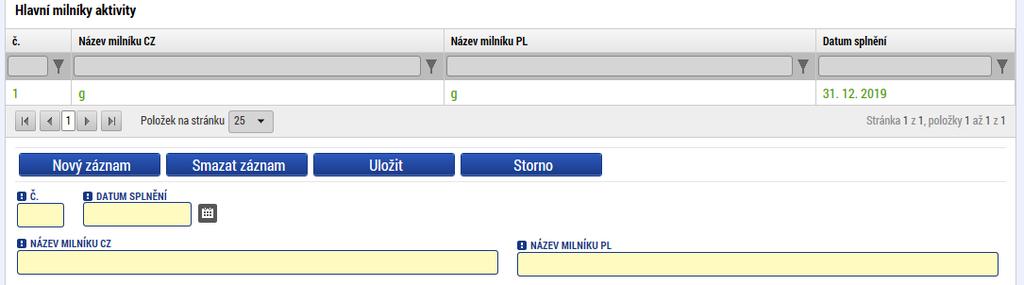 Součet podílů za jednotlivé partnery se automaticky napočte k dané aktivitě a součet za všechny aktivity musí být roven jednotkovému rozpočtu, zdrojům financování a finančnímu plánu.