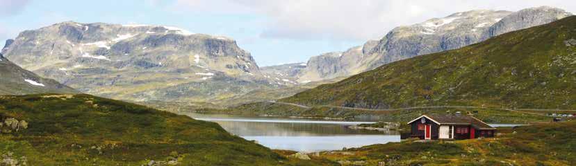 Galdhøppigen. Stejně tak můžete vyjít na oblíbenou skalní plošinu Preikestolen s jedinečným výhledem na fjord pod ní.