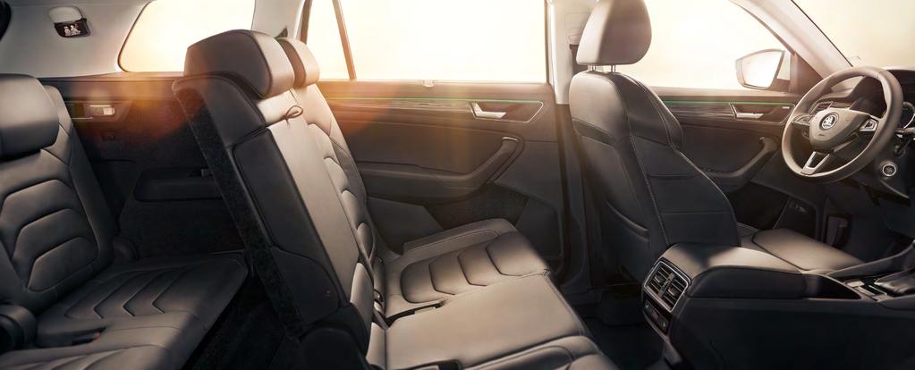 PRIESTOR PRE VŠETKÝCH Aká veľká je vaša rodina? Verzia modelu KODIAQ s voliteľným tretím radom sedadiel poľahky odvezie až sedem osôb.
