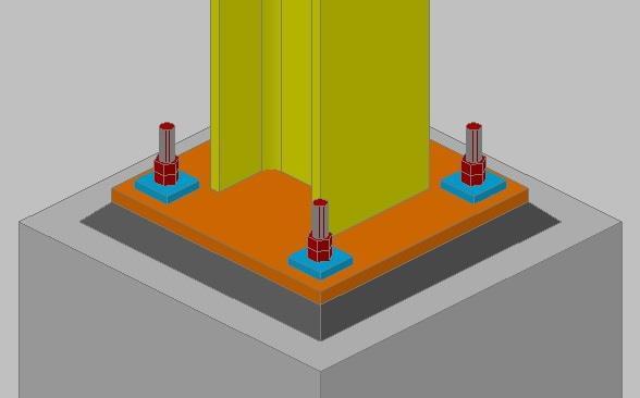 Rozvojové projekty MŠMT svislého sedání sloupů během jeho životnosti, což má za následek zvýšení jeho ohybového namáhání. Obr. 5: Kloubová patka sloupu ocelové konstrukce rámu Obr.