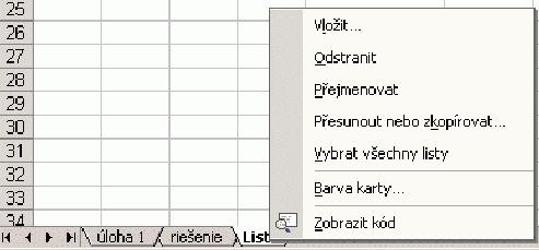 Zošit a listy : Tabuľky sa vytvárajú vo forme tzv. zošitov, po spustení EXCELU sa otvorí prázdny list zošita. Štandardne zošit obsahuje 3 listy. Ďalšie listy do zošita pridáme príkazom Vložiť List.