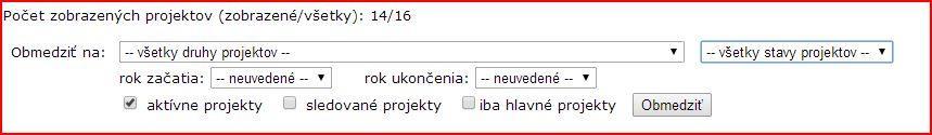 Záznamník výskumníka - projekty ZODPOVEDNÝ RIEŠITEĽ NASTAVUJE