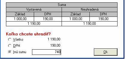 Zaevidujte a zaúčtujte uvedené účtovné prípady. Riešenie: Došlú faktúru za stravné lístky zapíšete do evidencie záväzkov (1 000 Sk základ + 190 Sk DPH) tak, ako každý iný záväzok.