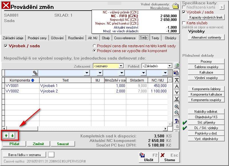 www.premier.cz Journal 23 Sklad Sady Ve skladových kartách sad přibyla možnost přesouvání pořadí komponent sady.
