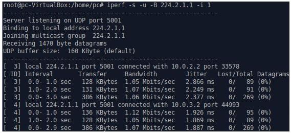 4.2 Multicast testování Na ověření funkčnosti multicast směrování jsme použili program Iperf.