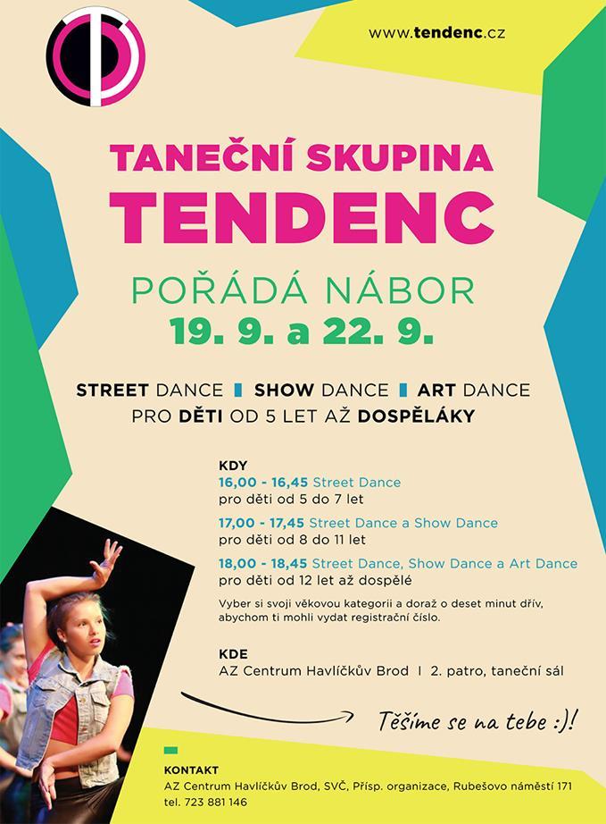 Street dance a break dance TENDENC: STREET DANCE SHOWDANCE PERFORMACE: hlavní vedoucí Mgr. Iva Petrová a další trenérky taneční skupiny Tendenc. Budeme pořádat nábor 19. 9. (út.) a 22. 9.(pá.