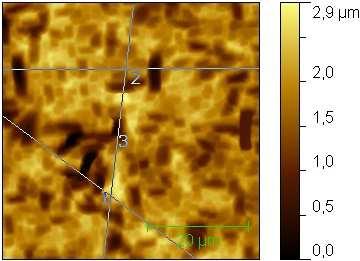Topografie povrchu a) lázeň 2 NSG10, 20 µm/s, 50 x 50 µm Výškový profil b) lázeň 3 NSG30, 20 µm/s, 50 x 50 µm Obr.