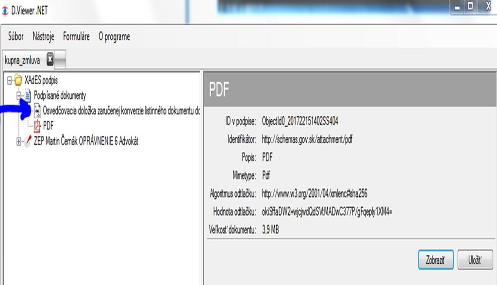 Elektronický originál - k bodu 1/ advokát - obsah osvedčovacej