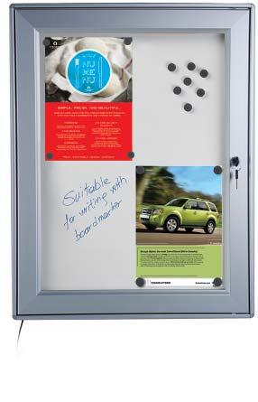 50 LED & Illuminated Waterproof LED Noticeboard Tato odolná vysoce kvalitní osvětlená uzamykatelná skříňka má magnetický, nasucho otíratelný povrch, který přispívá k její flexibilitě.